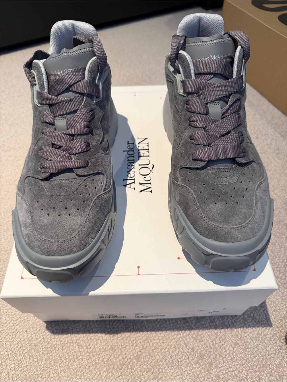 Alexander McQueen Men's Gray Suede Chunky Sneaker